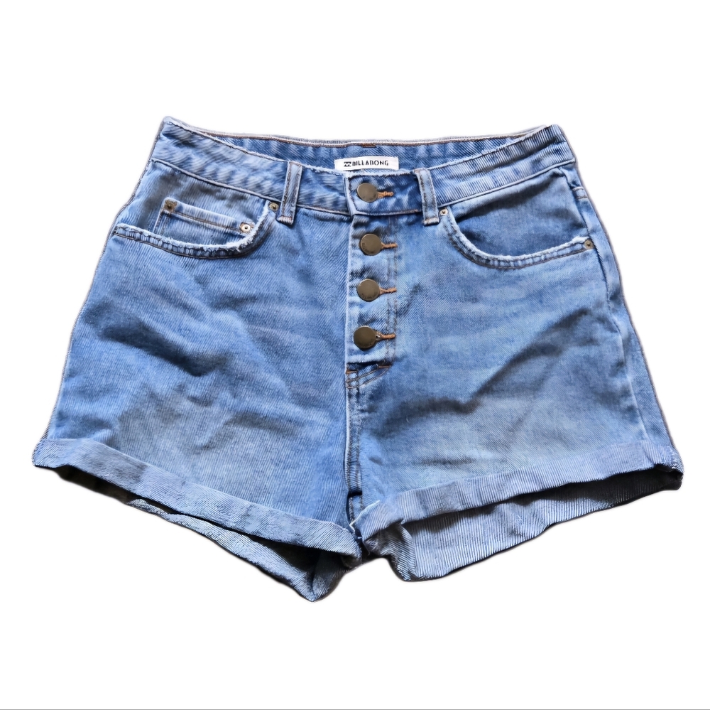 Billabong Distressed Roll Cuff Denim Cotton Shorts Waist Size 28"